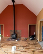 Kitchen mostly in, hickory floor mostly down (October 29, 2014)